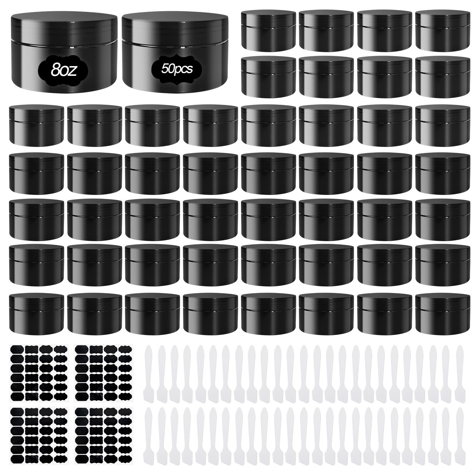 50 Pcs Plastic Jars with Lid 8 oz Plastic Cosmetic Containers Round Lotion Sample Containers Leak Proof Empty Cosmetic Jars Refillable Travel Jars for