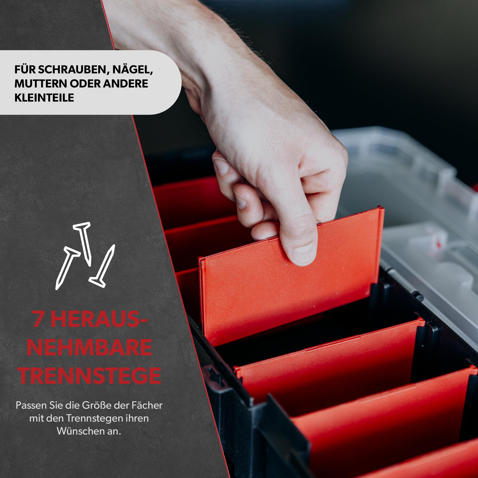 3 x siwitec assortimentsdoos met 10 vakken en 6 verstelbare verdelers, assortimentsdoos voor kleine onderdelen, gereedschapsorganiser, kunststof assortimentskoffer 31,5 x 22,5 x 6,4 cm