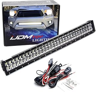 iJDMTOY 31-Inch 180W High Power Double-Row LED Light Bar Kit w/Relay Wiring Harness for Off-Road Truck SUV 4x4 ATV UTV, etc