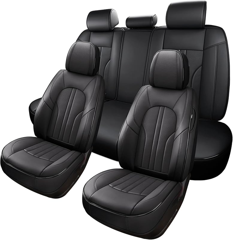 MINGBRON Car Seat Cover Full Set, Leather Car Seat Cover, Waterproof Seat Covers, Car Seat Cushion, Nappa Leat