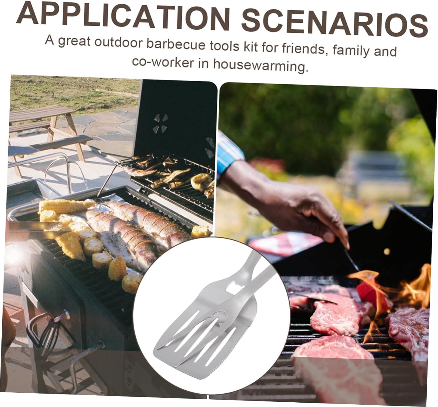 2Pcs Stainless Steel BBQ Tools Kit Durable Grill Fork and Spatula Set for Outdoor Cooking and Camping Barbecue Accessories for Foodies and Grill Enthusiasts