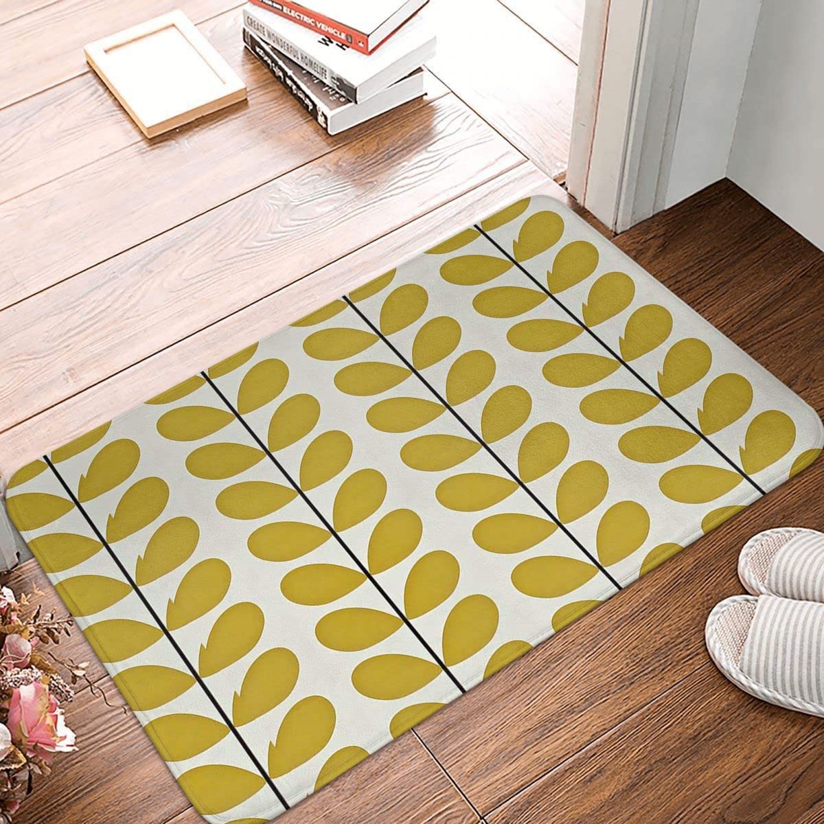 Orla Kiely Leaf Welcome Mat - 16x24 inch, Bathroom, Kitchen, Living Room, Fun, Washable, Cute Indoor Rug