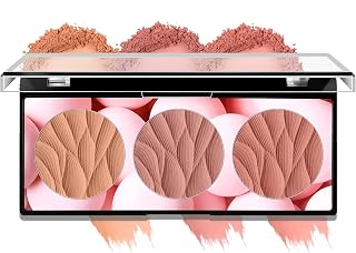 3-Color Leaf Blush Palette, Buildable Waterproof Powder Blush (02 SET) | Long-Lasting, Sweatproof Blush with 3 Blendable Shades. Travel-Size Vegan Palette for Daily, Travel, Gift & All Skin Tones