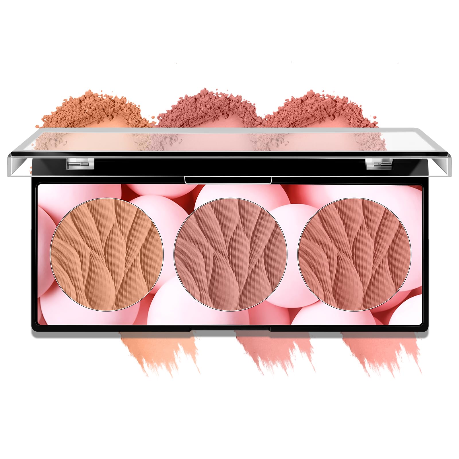 3-Color Leaf Blush Palette, Buildable Waterproof Powder Blush (02 SET) #02 SET