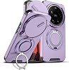 Funda para Xiaomi 17 Ultra con cubierta deslizante para cámara y anillo giratorio de soporte, delgada, magnética, a prueba de golpes, accesorios para teléfono Xiaomi 17 Ultra (Púrpura) 1