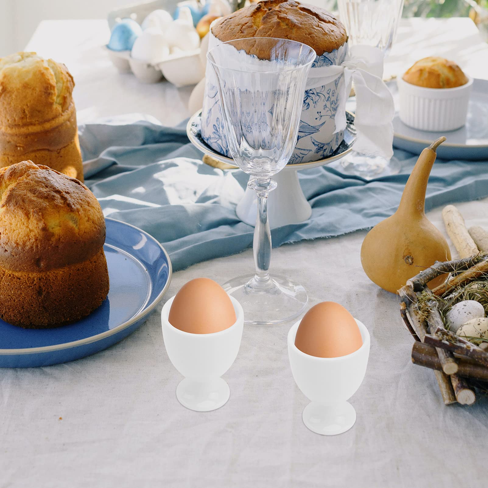 PRETYZOOM Coquetiers en Céramique Blanche, Lot de 6, pour Petit-déjeuner | Support Stable pour Œuf, Nettoyage Facile, Style Épuré pour Hôtel et Table