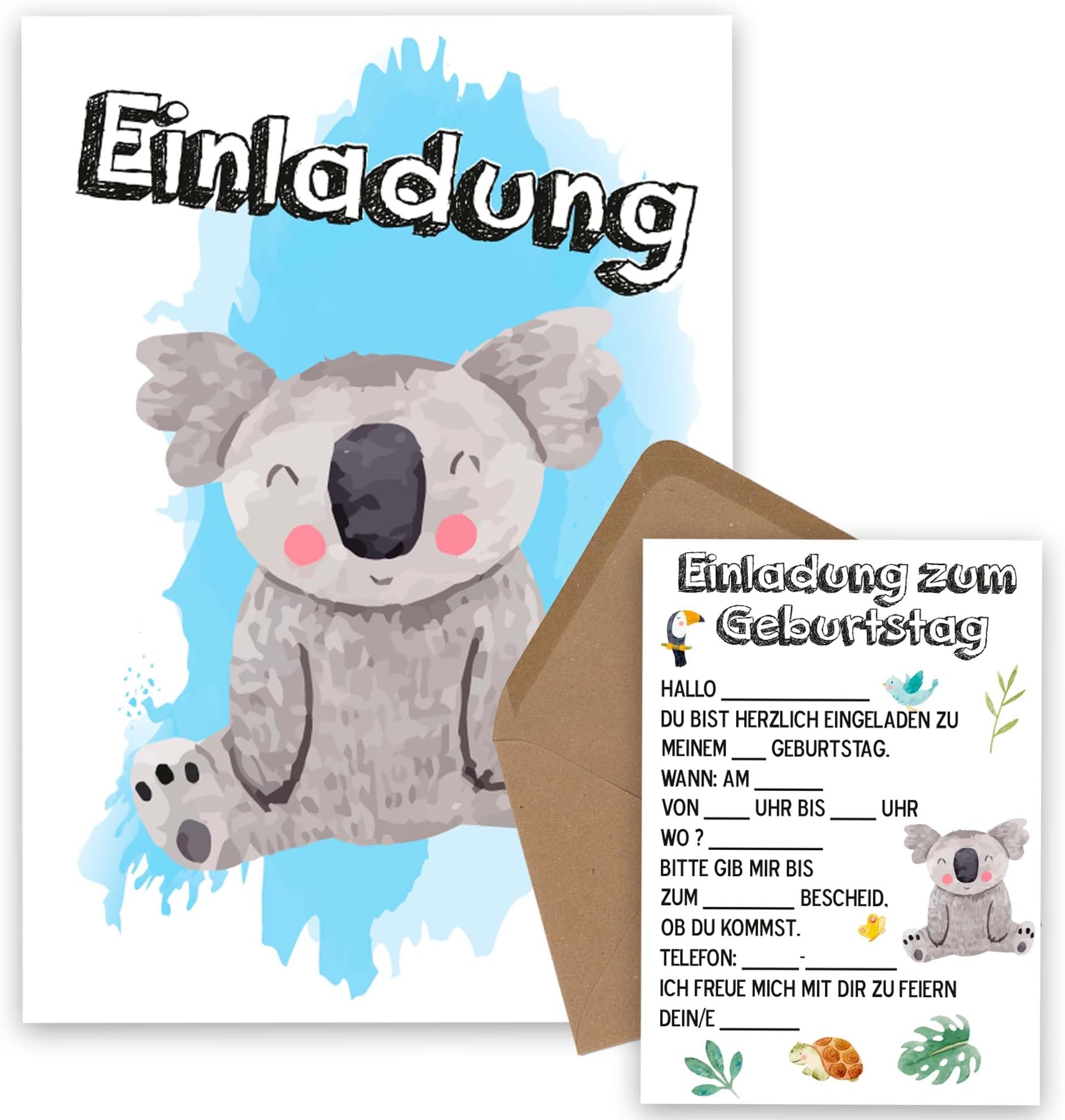 OWLBOOK Koala Safari 10 Einladungskarten Kindergeburtstag Junge Mädchen ... OWLBOOK Koala Safari 10 Einladungskarten Kindergeburtstag Junge Mädchen ...