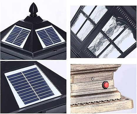 ANIFM Binnenplaats Light Post Light Solar Outdoor Waterproof E27 Post Lights Villa Garden Door Column Wall Lamp Aluminium Home Villa Decor Pillar Lamp, Zwart, Warm Light Street Lamp (Color : Noir, Size : photo 2