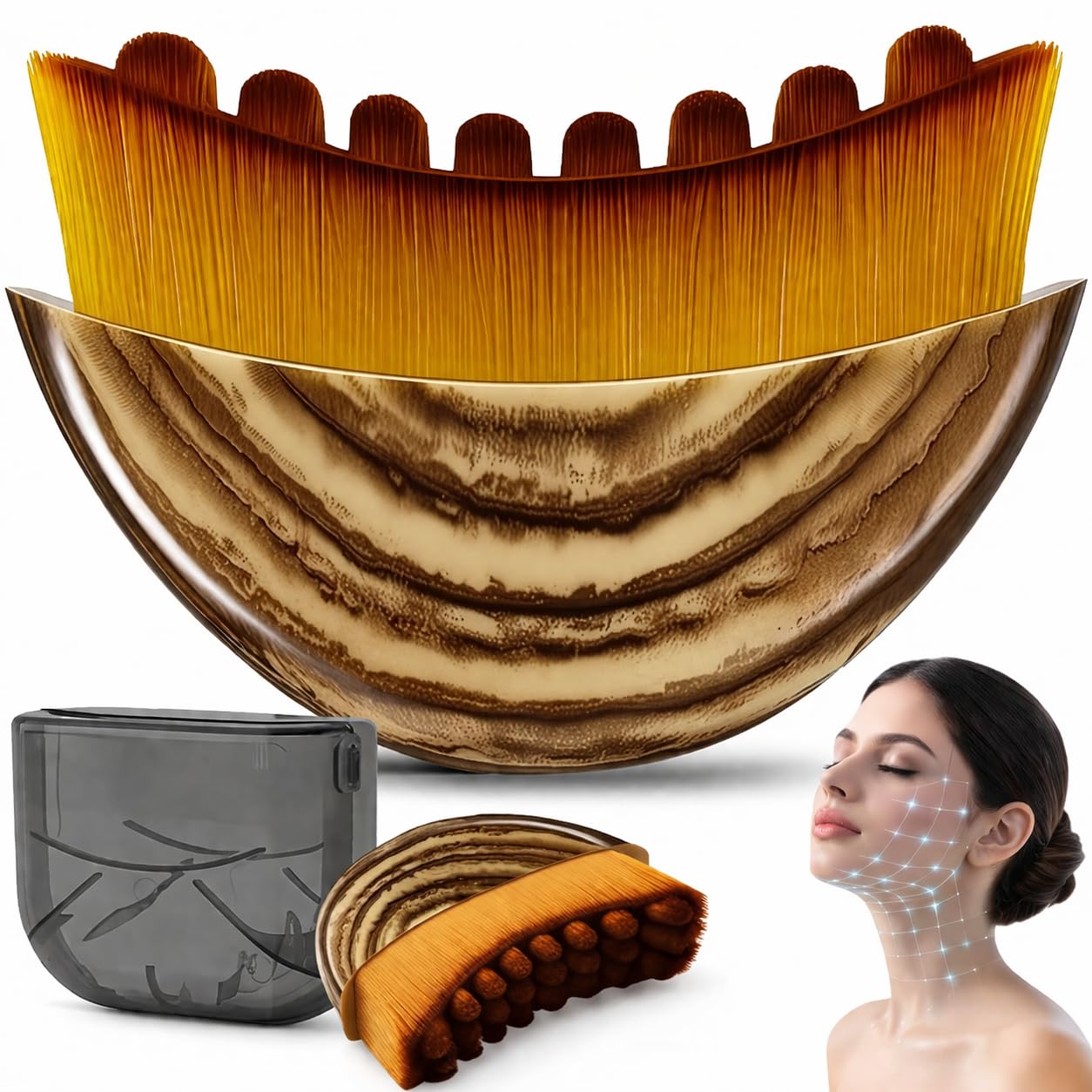 Lymphatic Contour Face Brush for Sculpting & Drainage – Facial Massager for Jawline, Chin & Neck – Reduces Puffiness, Prom...