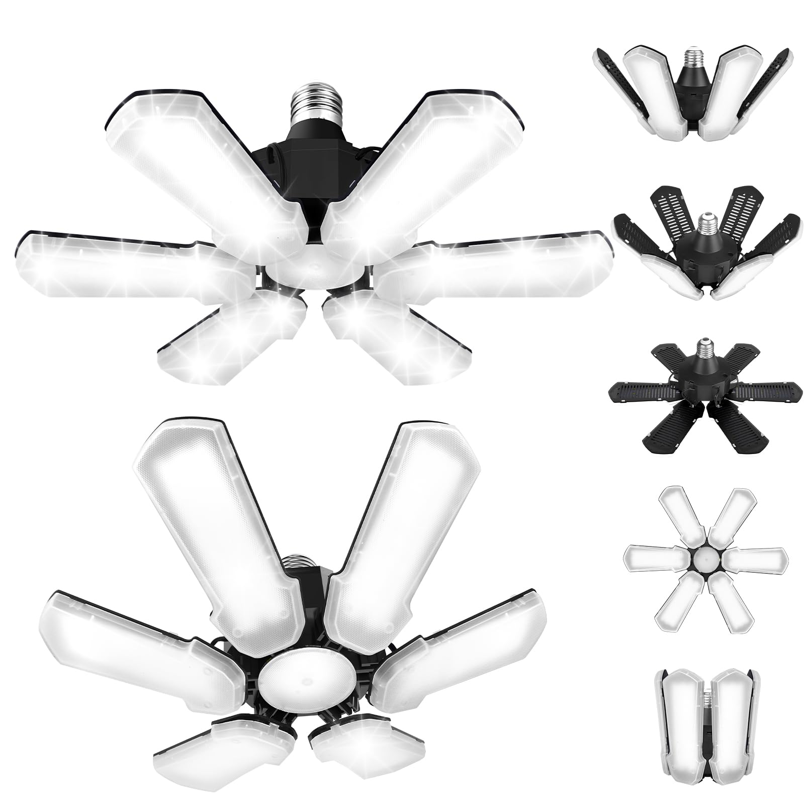 Fimilo Upgrade LED Garage Light 2 Pack, 150W 6500K Deformable Garage Lights Ceiling LED Shop Light with 6+1 Adjustable 90°Panels, 15000LM Ultra E26/E27 Led Ceiling Lights for Garage, Basement