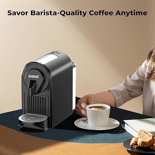 Miniatura 4 de CHULUX Mini máquina de café expreso, cafetera de 20 bares de una sola taza, modos de preparación dual para espresso y lungo, preparación rápida de