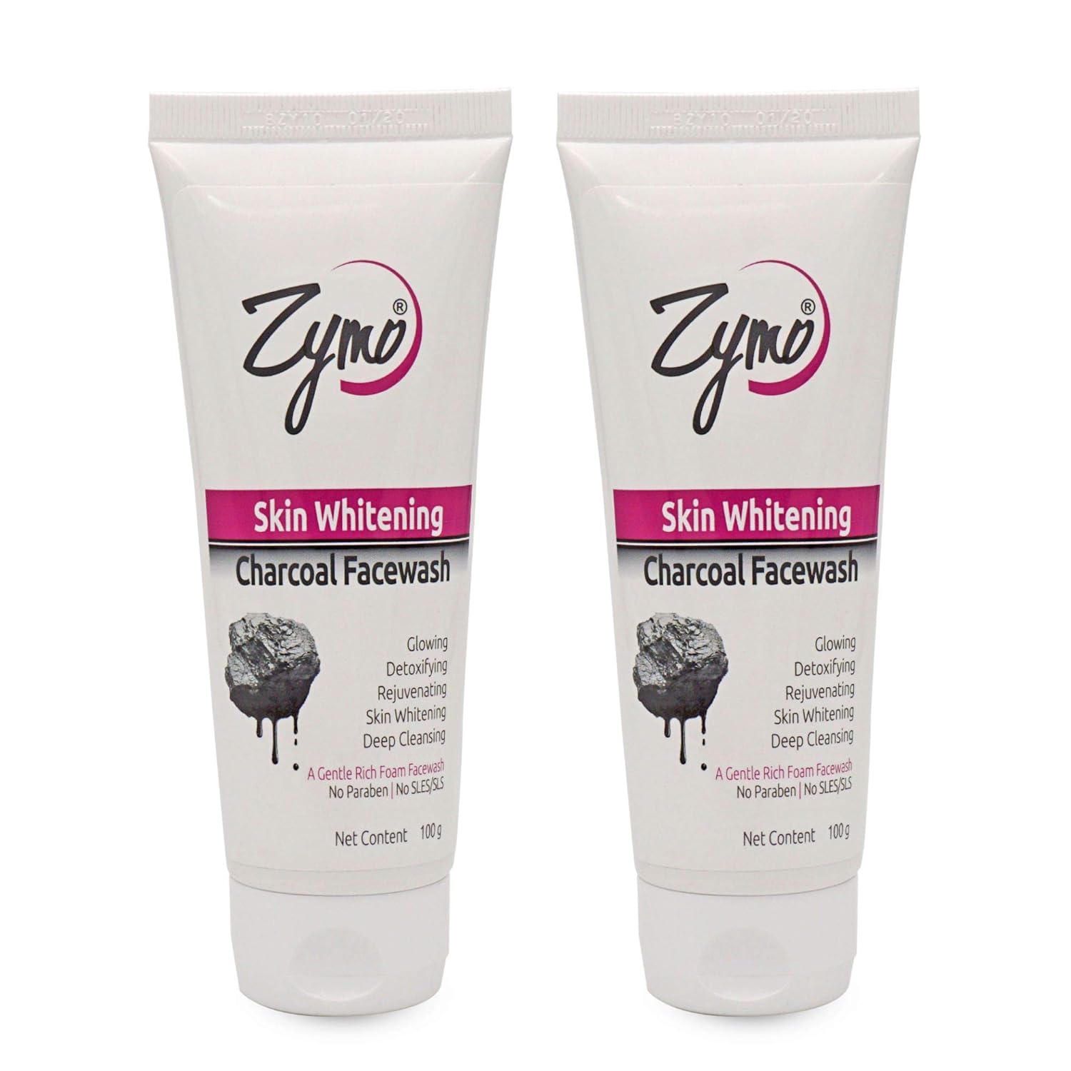 Zymo Skin Whitening Charcoal Face Wash, Cream Based Foaming Face