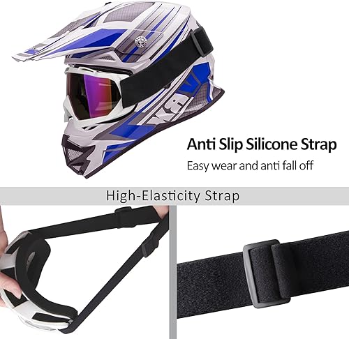 Miniatura 6 de Gafas de motocross, gafas de motocicleta para hombres, mujeres y jóvenes, a prueba de viento y polvo, diseño OTG, para carreras de esquí (armazón