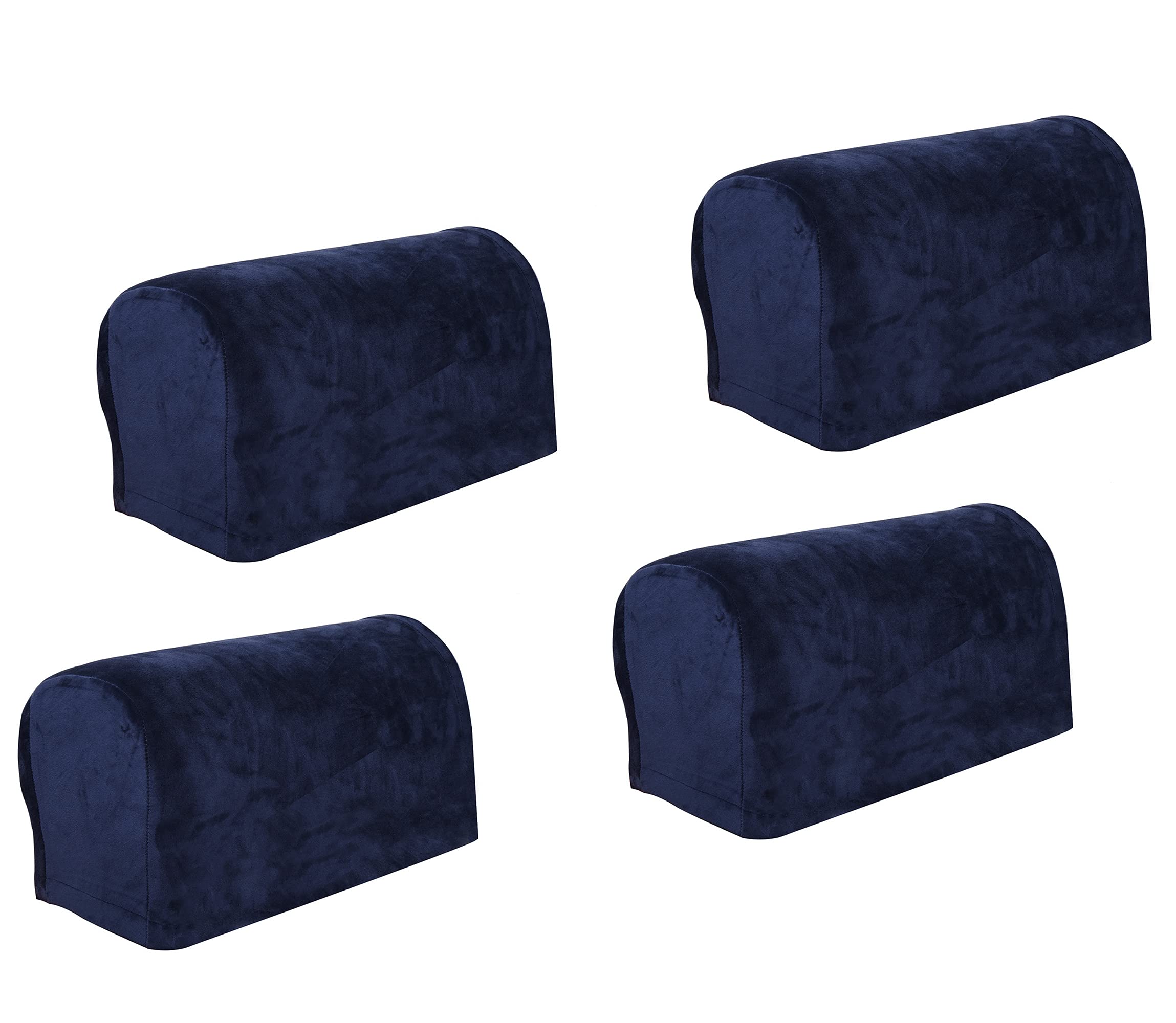 Hruile Stretch Velvet Armrest Covers Stretchy Chair Cover Anti-Slip Furniture Protector Armchair Slipcovers Chair Arm Protectors for Recliner Chair Couch Sofa,Set of 4,Dark Blue