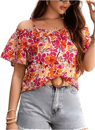 MakeMeChic Women's Maternity Shirts Floral V Neck Ruffle Sleeve Tie Front Peplum Pregnancy Tops Yellow Small At Women's Clothing Store