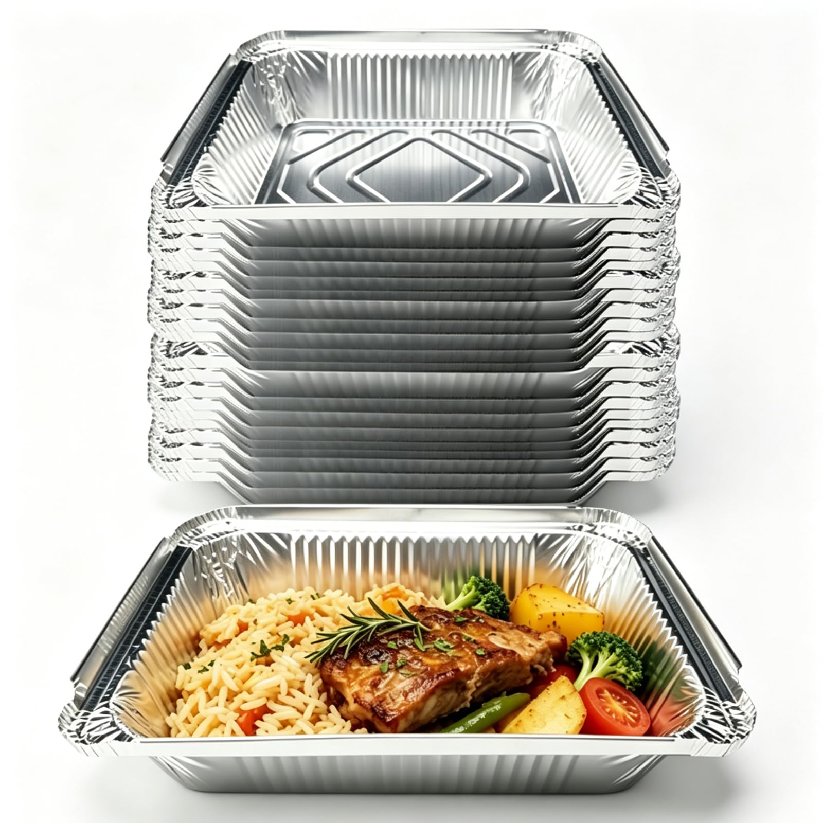 LLHONG 20 Pack Barbecue Tray, 22 x 16 x 5cm, Aluminum Foil Trays