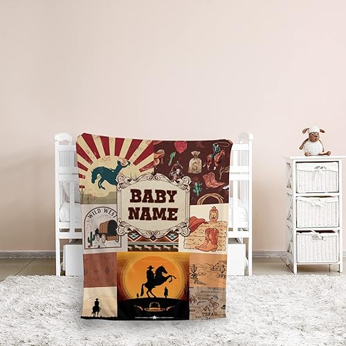 Miniatura 79 de Manta de bebé occidental, mantas de bebé personalizadas para niños, manta de vaquero para niños y niñas, manta de felpa personalizada con nombre