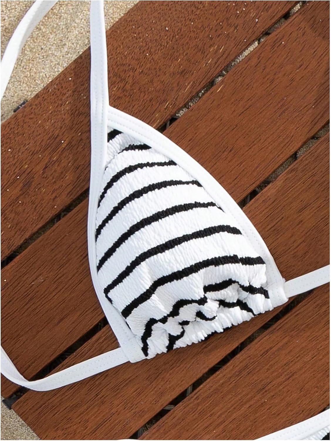 GORGLITTER Women's 2 Piece Striped Swimsuits High Cut Tie Side Halter Triangle Sling Bikini Set Swimwear - Image 4