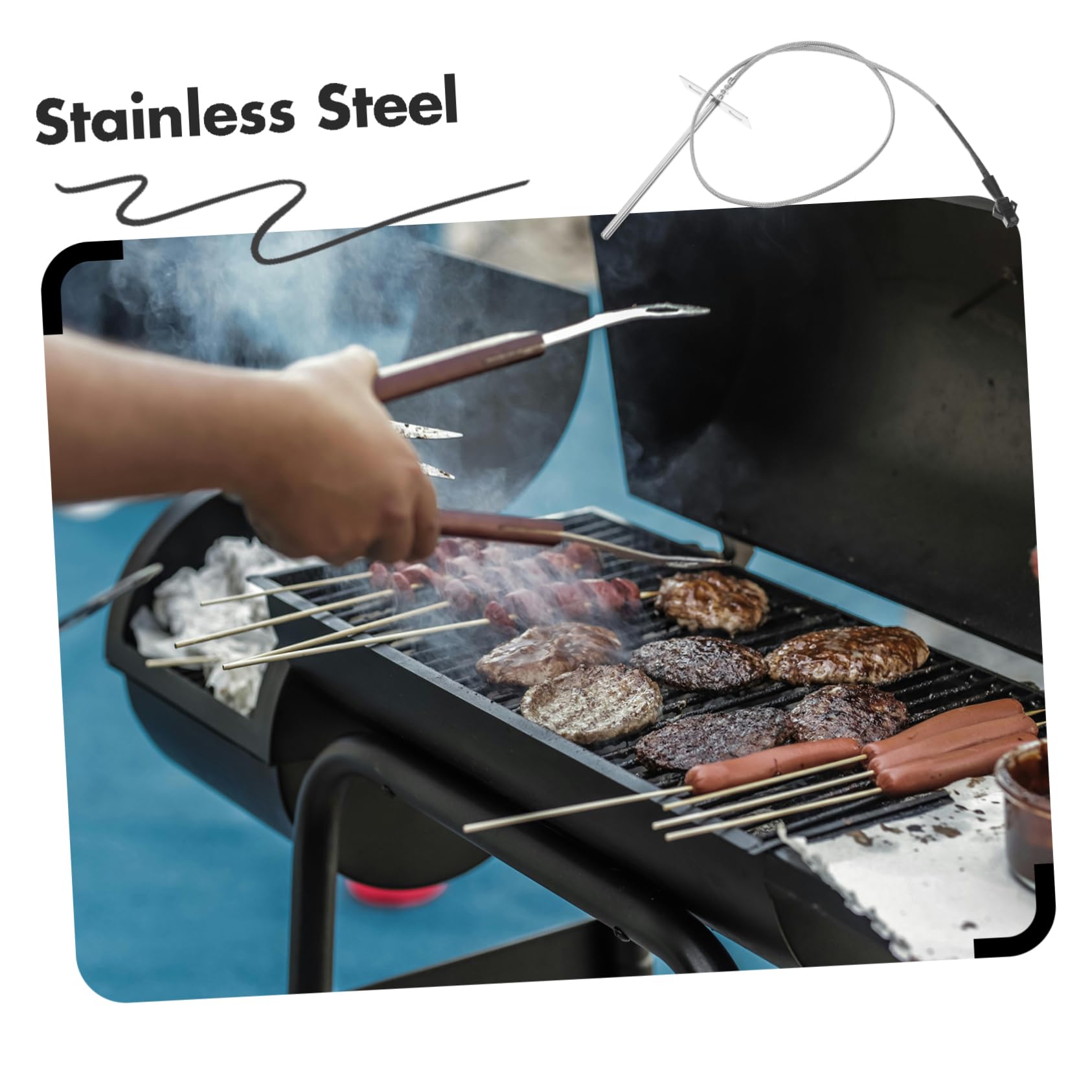 HEMOTON 4 Set Termometro macchina griglia cucinando carne sensore temperatura esterno accessori barbecue accessori per barbecue sonda temp sonda di temperatura Acciaio inossidabile Silver