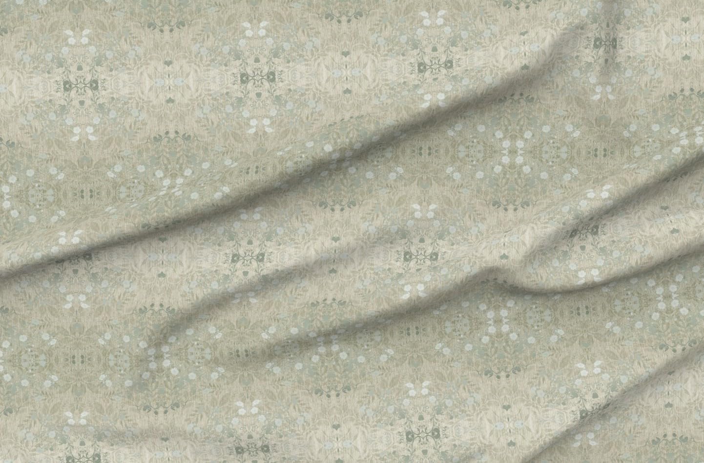 Spoonflower Fabric - Victorian Damask Rustic Faux Silver Floral Botanical Vintage Style Printed on Petal Cotton Fabric Fat Quarter - Sewing Quilting Apparel Crafts Decor