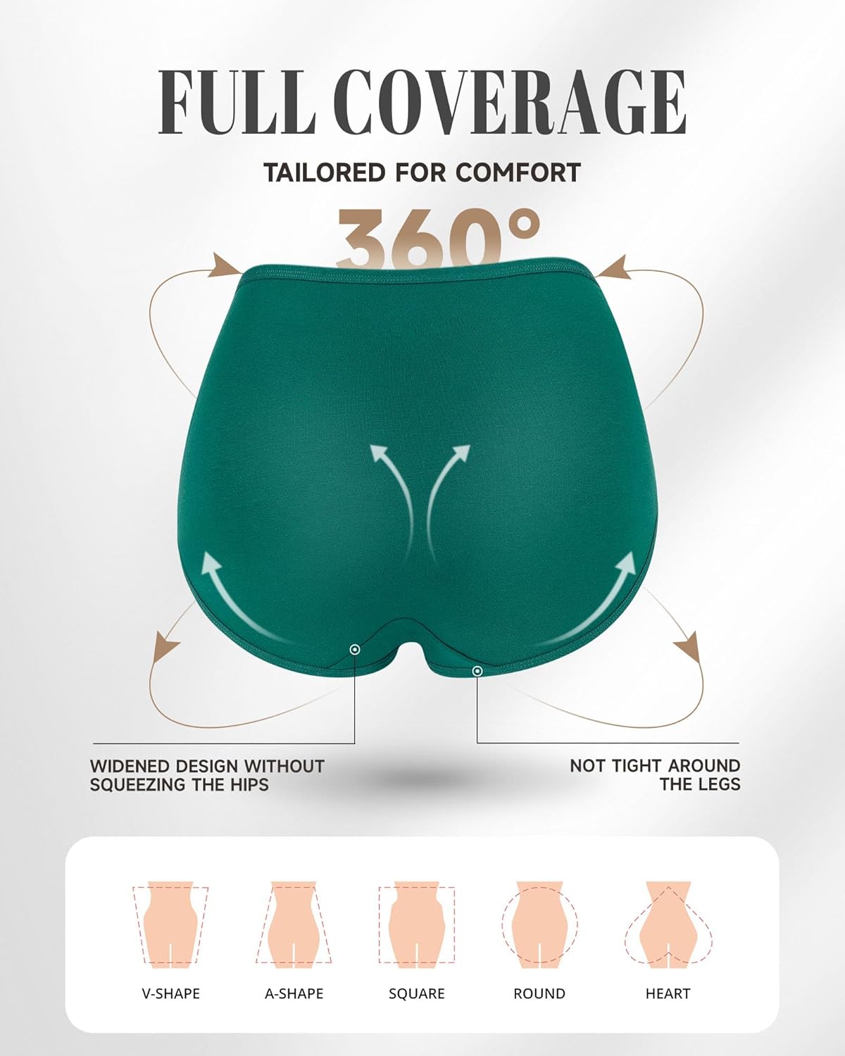 PULIOU Women's High Waisted Cotton Underwear Stretch Briefs Full Coverage Soft Breathable Panties 5 Pack - Image 5