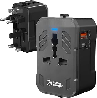 Case-Magic Universal Travel Adapter with Smart 3.1A USB & Type C| 200+ Country (USA/UK/EU/AUS) Plug Converter | All-in-One Price In India