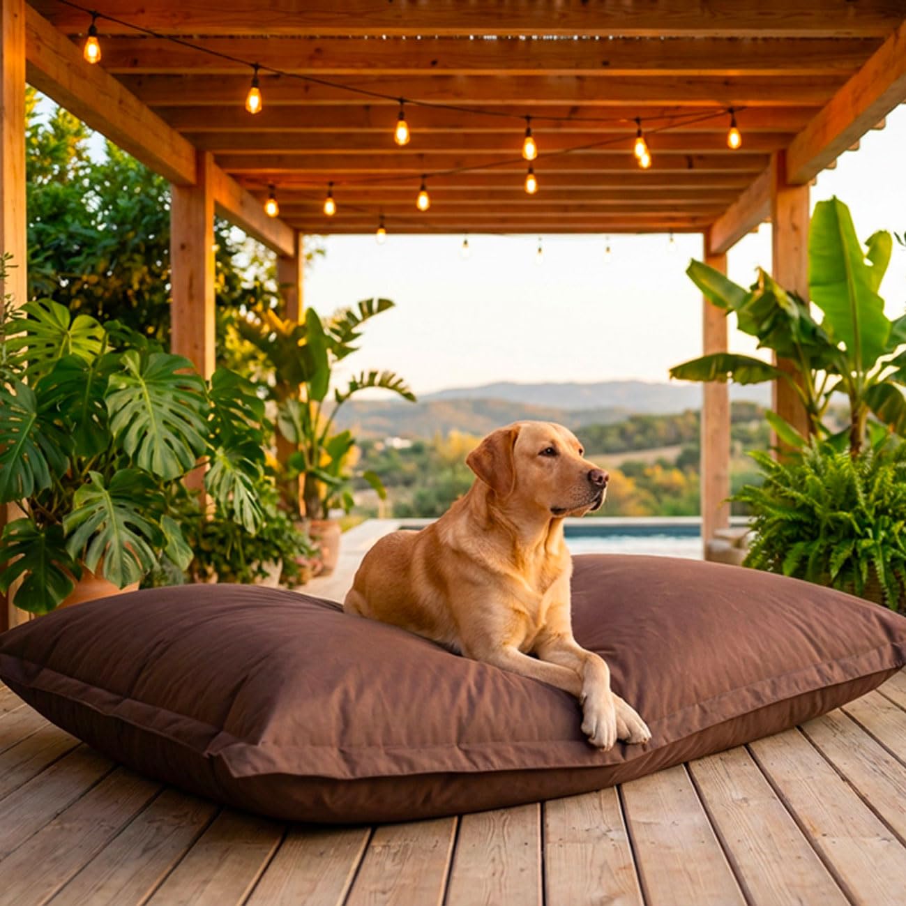 LIVEDECO - Pouf Extérieur, Outdoor, Jardin, Terrasse, Marron Chocolat BiG52 Iron RAW