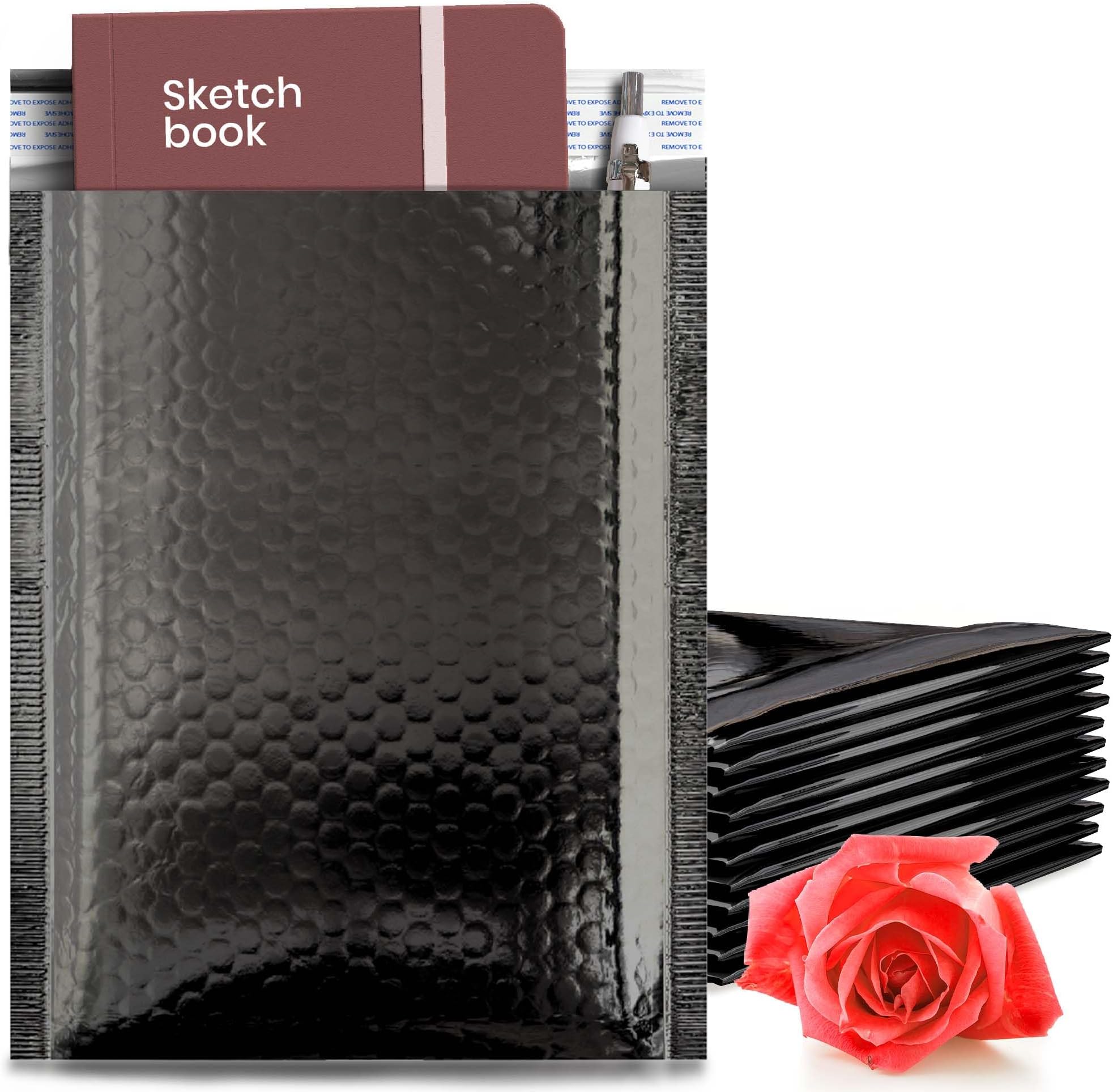 - Black Metallic Bubble Mailers, 7.25 x 11 Inches. Pack of 200 Bright Metallic Bubble Envelope. Self-Seal Foil Shipping Envelopes. Waterproof Poly Mailers Metallic for Small Business