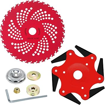 CZS 6 Steel Razors Trimmer Head & 36 Teeth Brush Cutter Blade for Weedeater, 65Mn Weed Eater Blades, Weed Eater Head with Adapter Kit for Brush Cutter, Trimmer, Weed Eater