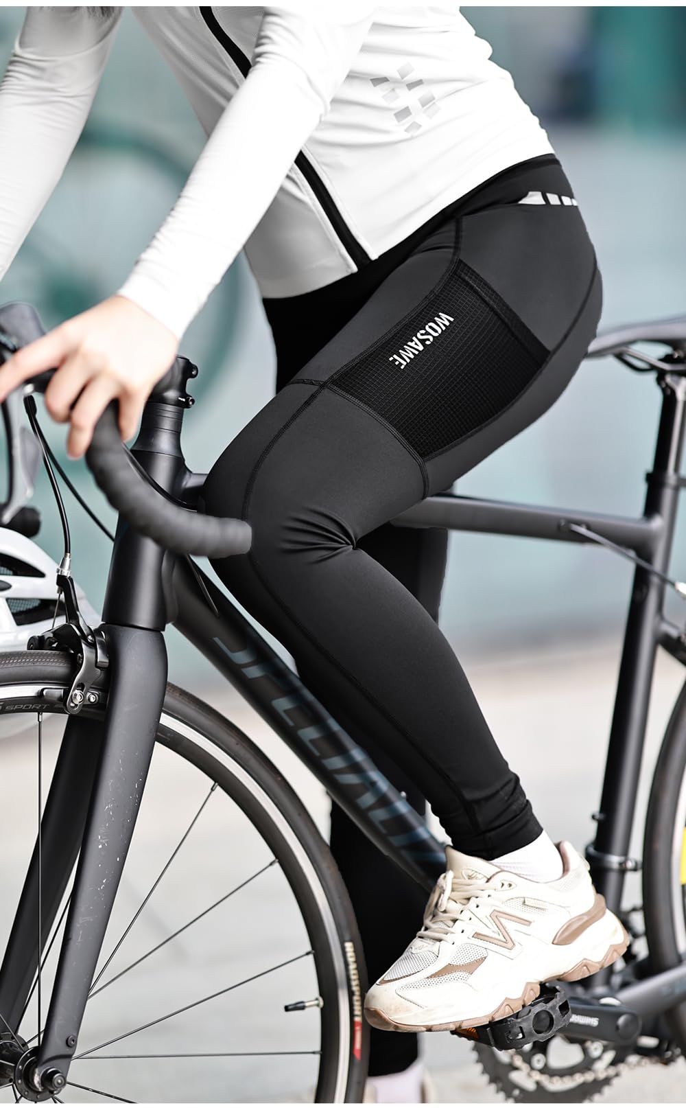 WOSAWE Pantaloni da Ciclismo da Donna Gel Pad Mountain MTB Pantaloni da Bici Ciclismo Lungo Calzamaglia da Ciclismo Pantaloni da Bicicletta da Corsa Anti-Sudore