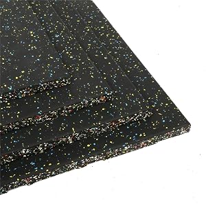 tonchean Rubber Exercise Equipment Mats 1 Thick 4 Pack Anti-Vibration Gym Floor Tiles 20 x 20 Non-Slip Sound