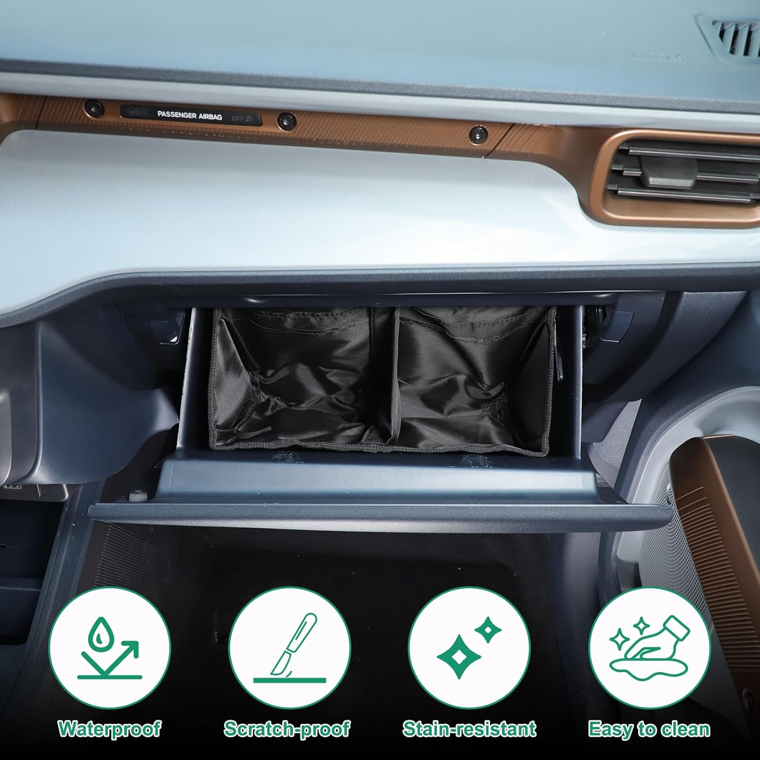 Daeiclru Glove Box Divider Organizer Compatible with Ford Maverick 2022-2025, Center Console Glove Divider Box Compartment Storage Bag Insert Secondary Storage Accessories