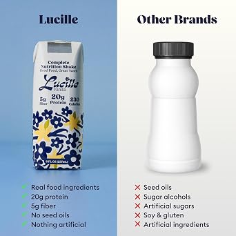 Lucille Meal Replacement Shake for Adults, Vanilla, 8 oz, 12 Pk