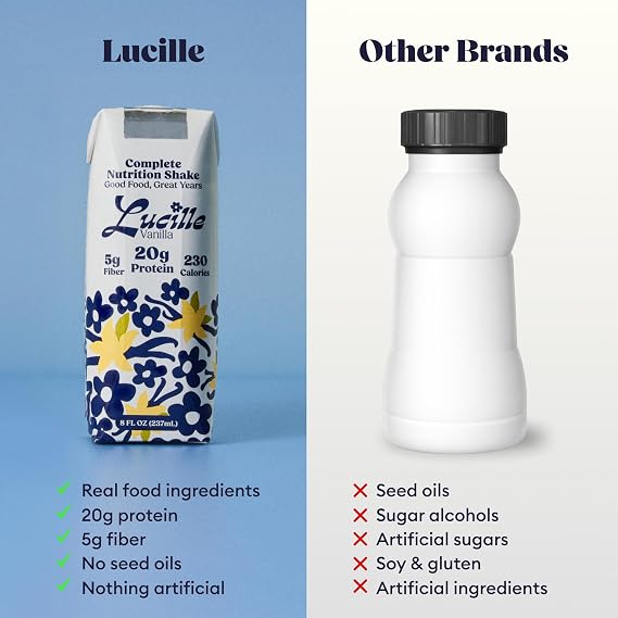 Lucille Meal Replacement Shake for Adults, Vanilla, 8 oz, 12 Pk
