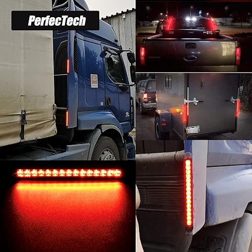 Miniatura 4 de PerfecTech Lente ahumada roja 15 LED luz trasera de freno de remolque, barra LED de 10 pulgadas, luces traseras de freno impermeables, tira de freno