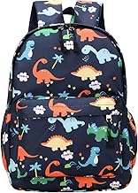 Mini Dinosaur Kids Backpack, Boys Girl Toddler Bag Kindergarten Canvas Rucksack, Holiday Travel Bookbag Outdoor Daypack for 3-6 Year Old (Dark blue)
