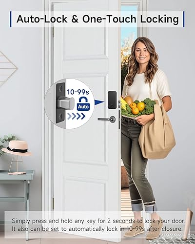 Miniatura 3 de Cerradura electrónica para puerta delantera, cerradura electrónica de puerta de entrada sin llave, doble cilindro, 20 códigos de usuario, bloqueo