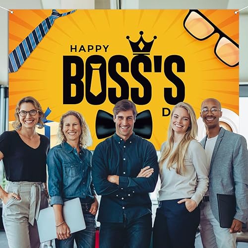 Miniatura 4 de Nepnuser Telón de fondo de cabina de fotos del día de Happy Boss's Day, decoración de pared, 5.9 x 3.6 pies