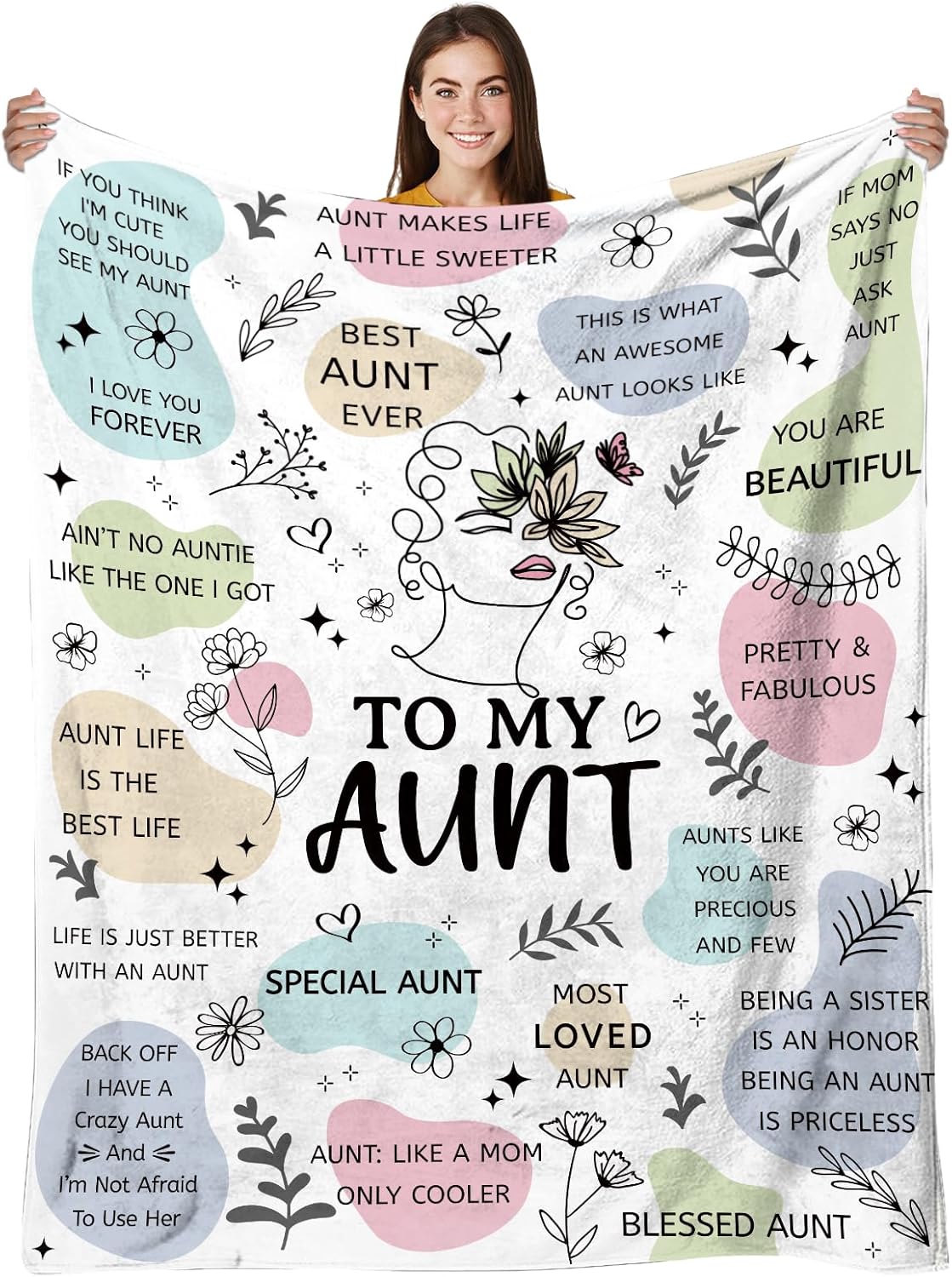 Aunt Gifts Blanket, Best Aunt Ever Gifts, to My Auntie Blanket, Birthday Gift for Aunts from Niece Nephew, Auntie Gift for Thanksgiving for Godmother, 50"X60"