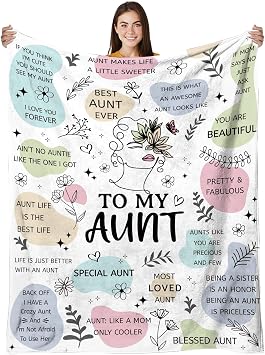 Aunt Gifts Blanket, Best Aunt Ever Gifts, to My Auntie Blanket, Birthday Gift for Aunts from Niece Nephew, Auntie Gift for Thanksgiving for Godmother, 50"X60"