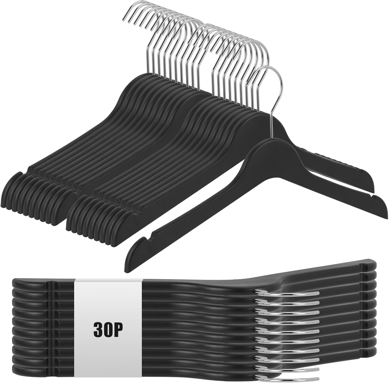 VWV Plastic Hangers 30 Pack, 16.9-inch Stylish and Durable Suit Hangers with 360° Swivel Hooks for Suit, Coats, Sweaters, Shirts, and Sundresses.