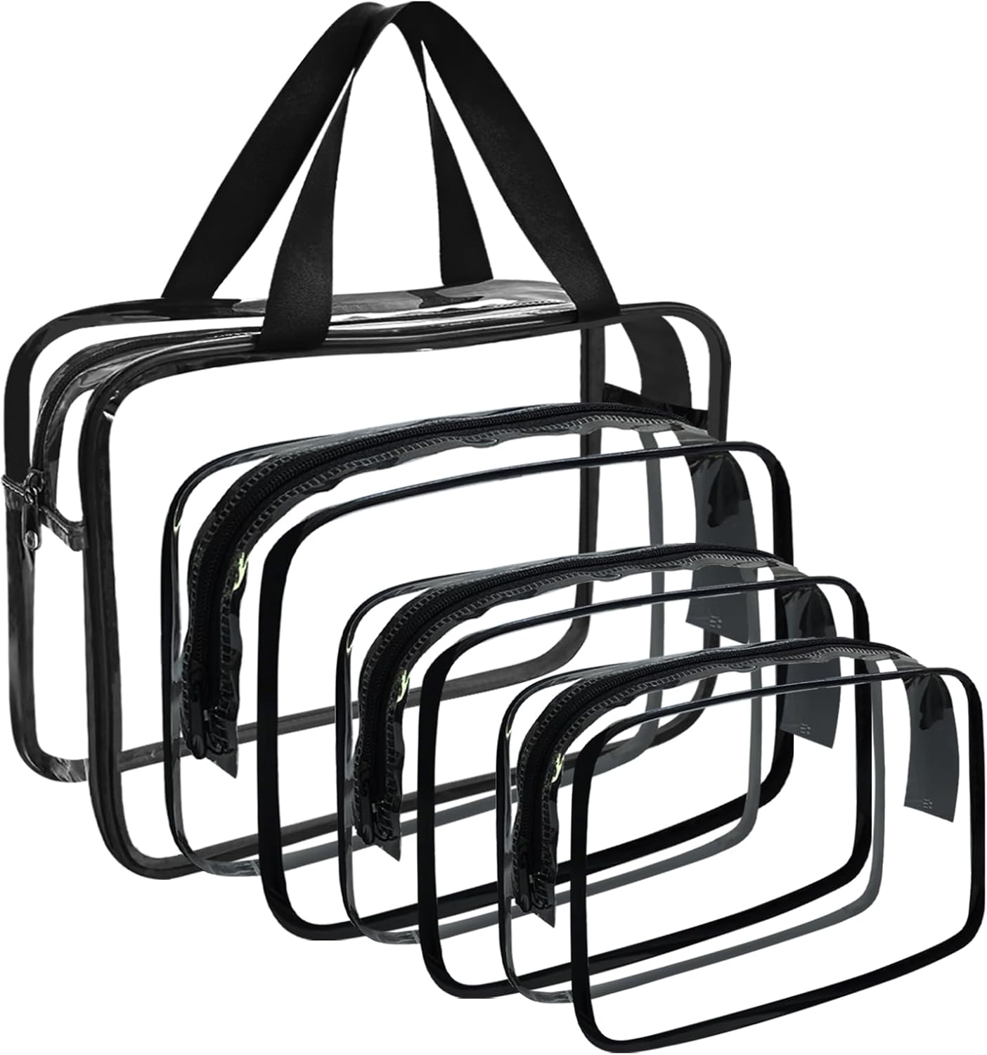 4 Large Waterproof Cosmetic Bags – Clear Makeup Organizers (Black) 4 Large Waterproof Cosmetic Bags – Clear Makeup Organizers (Black)