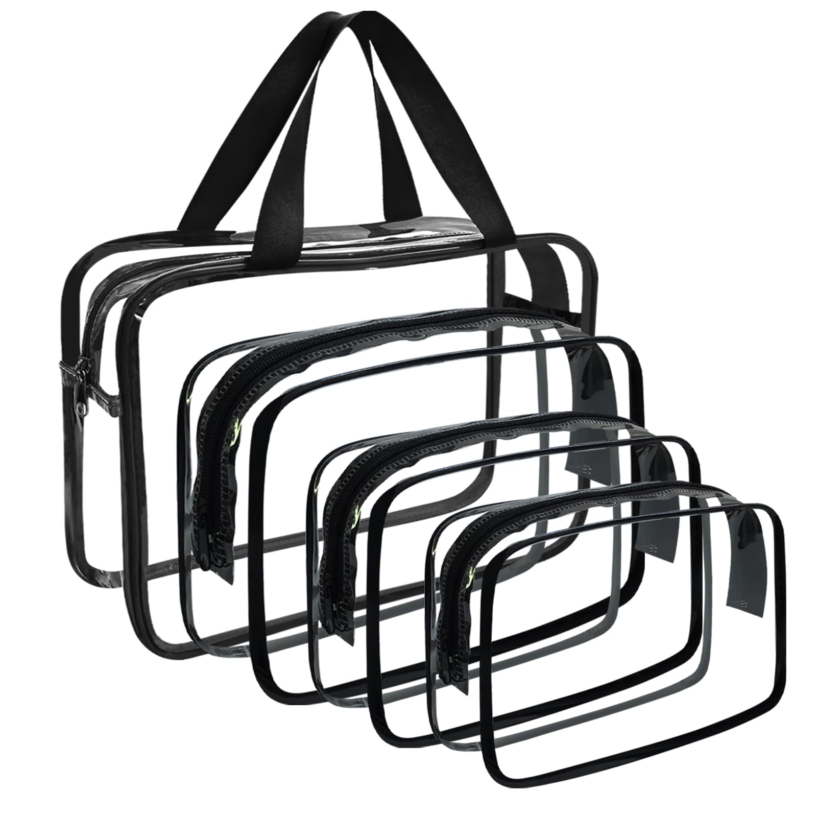 4-Pack Large Clear Toiletry Organizer Bags with Handle