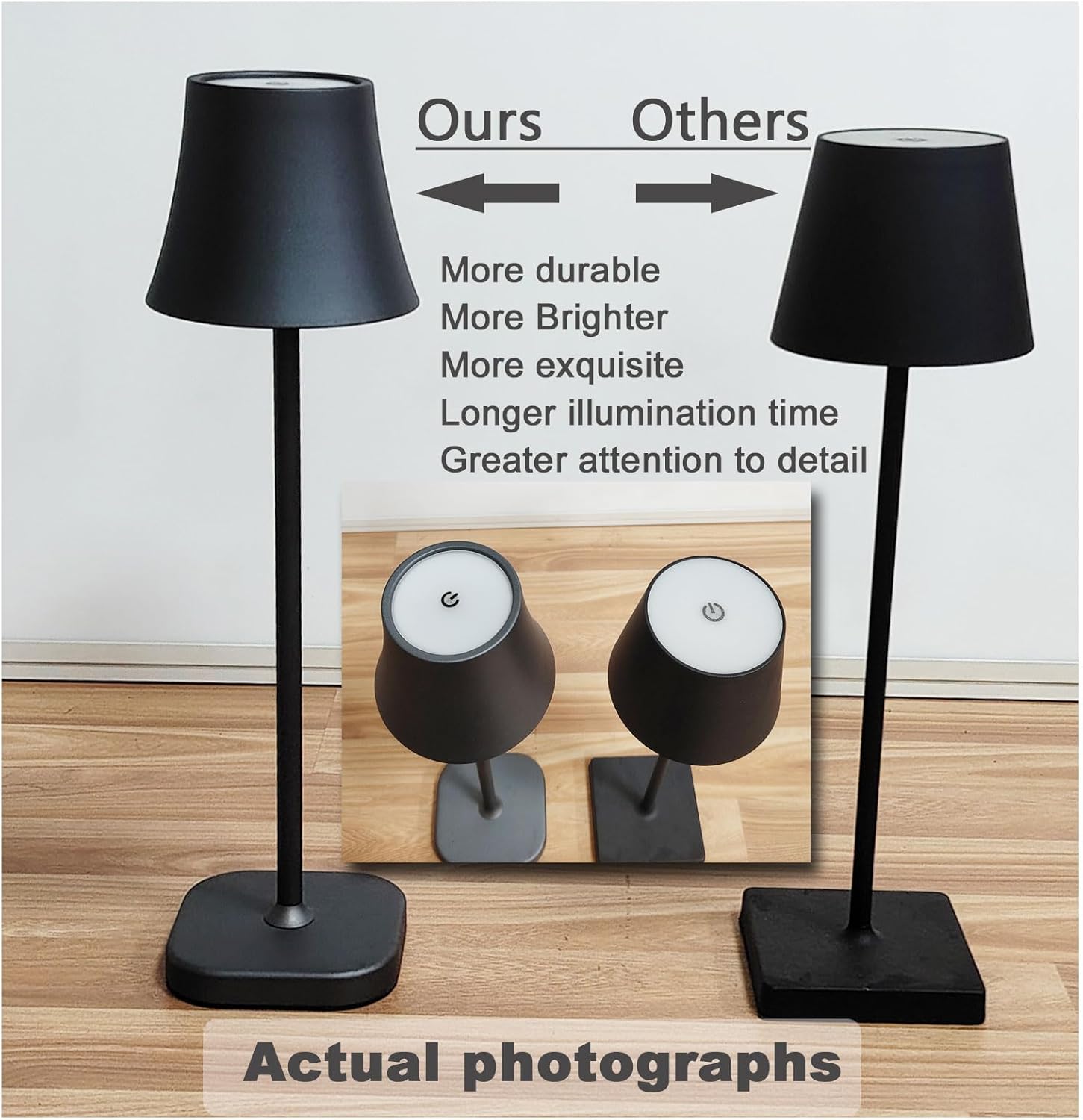 Table Lamps for Living Room Set of 2: Bedside Lamps for Nightstand: 5400mAh 72 Hours Battery Operated Rechargeable Cordless Table Lamp for Bedroom LED Dimmable Wireless Touch Desk Lamp