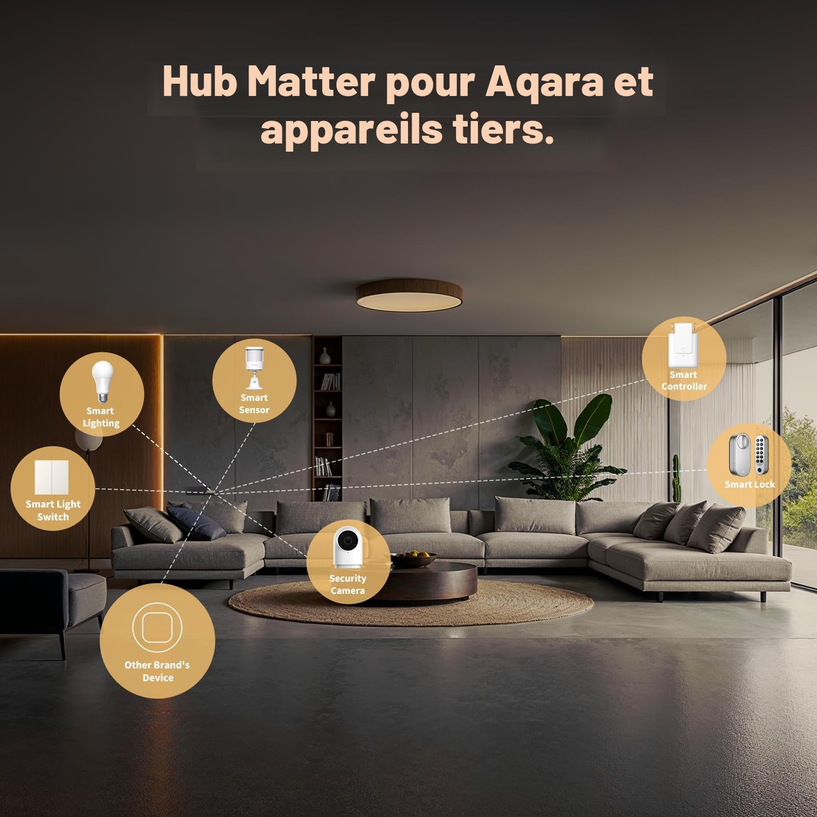 Aqara Hub Intelligent M100, Contrôleur Matter, Routeur de Bordure Thread, Aqara Hub Zigbee/Thread, Wi-FI 6, Compatible avec Alexa, HomeKit, Google Home, IFTTT, Home Assistant