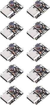 10Pcs USB Type C Charge Discharge Integrated Module 3.7V 4.2V for 18650 Lithium Battery with Charging Boost Power Supply Protection Module and and LED Charge Indicators 1A 5V