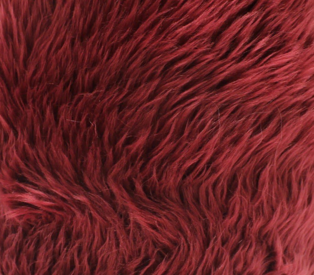Faux Fur Fabric Long Pile Shaggy Burgundy / 60" Wide/Sold by The Yard