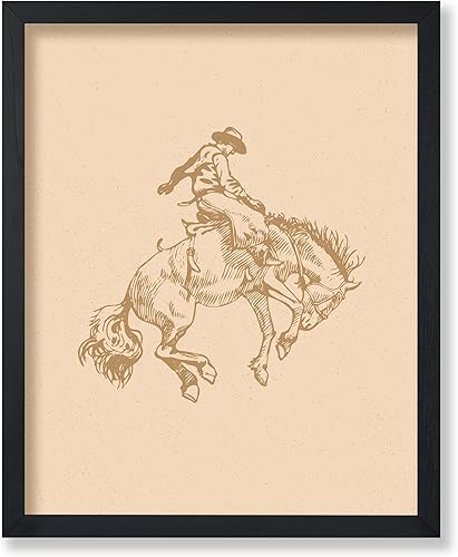 Miniatura 78 de Poster Master Póster de Rodeo marrón – Estampado retro de vaquero sobre caballo – Arte de vaquero – Arte occidental – Arte del salvaje oeste –