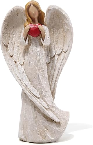 Miniatura 8 de Hodao Figura de ángel de Navidad, figuras de resina rezando para decoraciones navideñas de interior, adornos de mesa de estilo tallado en madera,