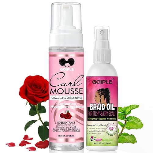 Braid Oil for Soothes Moisturizes Dry & Itchy Scalp Braiding Scalp Oil for Locs & Twists - Mousse for Braids Curl Styling for Women - Definition Curl Control Braid Mousse Hair Foam for All Braids Hair